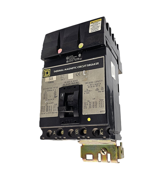 Square D FH36030 Circuit Breaker – Thermal Magnetic 3-Pole, 30 Amp, 600V AC / 250V DC, Bolt-On, FH Frame
