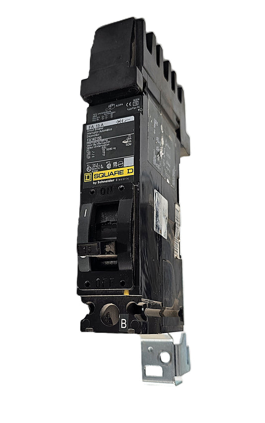 Square D FA14015B Circuit Breaker 1-Pole, 15 Amp, 240V AC, Thermal Magnetic, Type FA, Bolt-On