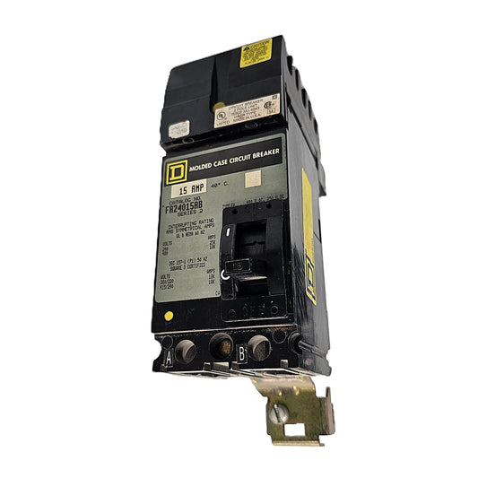 Square D FA24015AB Circuit Breaker 2-Pole, 15 Amp, 240V AC, Type FA, Thermal Magnetic, Bolt-On Mount