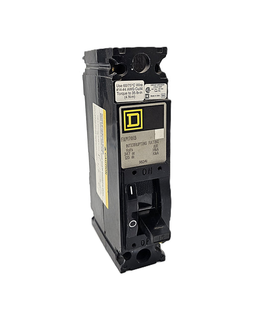 Square D FAP17015 Circuit Breaker 1-Pole, 15 Amp, 347V AC / 125V DC, Thermal Magnetic, FAP Frame, Unit Mount