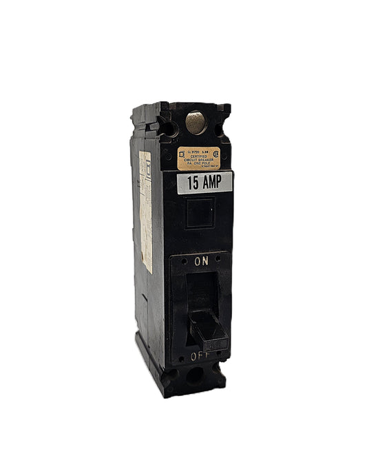 Square D FAL17015  Circuit Breaker 1-Pole, 15 Amp, 347V AC / 125V DC, Thermal Magnetic, FA Frame, Unit Mount