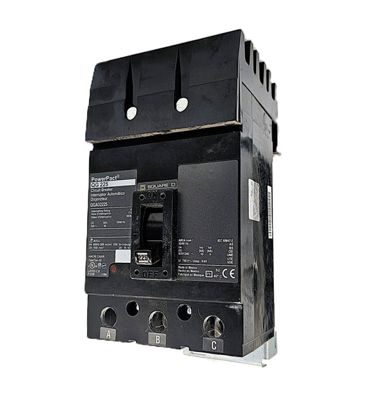 Square D PowerPact QGA32225 Circuit Breaker 3-Pole, 225 Amp, 600V AC, Bolt-On, PowerPact QG Frame