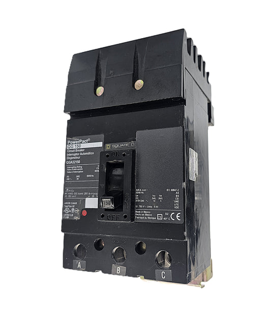 Square D PowerPact QGA32150 Circuit Breaker 3-Pole, 150 Amp, 600V AC, Bolt-On, PowerPact QG Frame