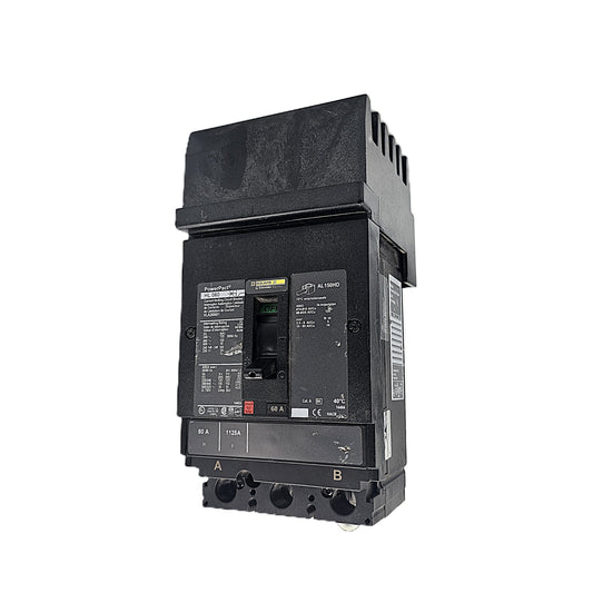 Square D PowerPact HLA260601 Circuit Breaker 2-Pole, 60 Amp, 600V AC, Bolt-On, PowerPact AL Frame