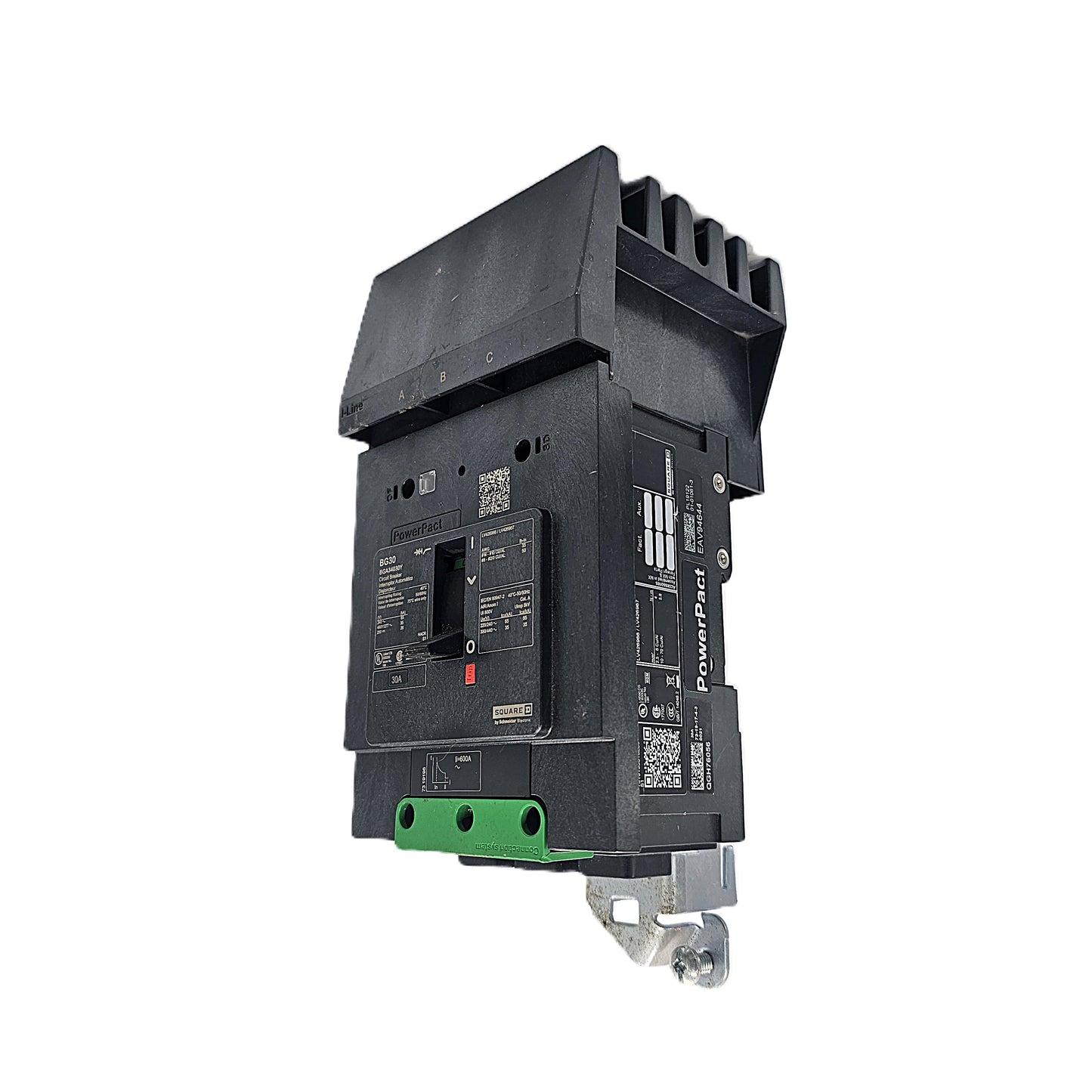 Square D PowerPact BGA34030Y Circuit Breaker 3-Pole, 30 Amp, 600V AC, Bolt-On, PowerPact BG Frame