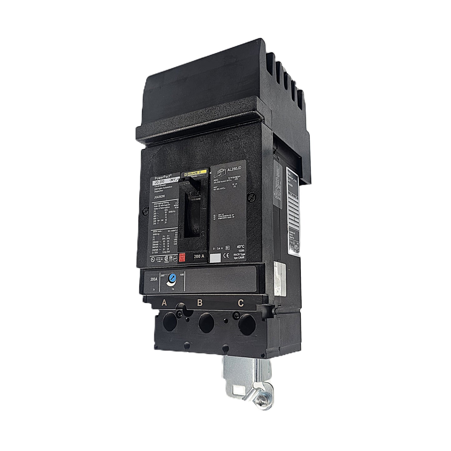 Square D PowerPact JGA36200 Circuit Breaker 3-Pole, 200 Amp, 600V AC, I-Line Mount, LG-Frame