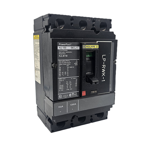 Square D HJL36150 Circuit Breaker 3-Pole, 150 Amp, 600V AC, PowerPact HJ Frame