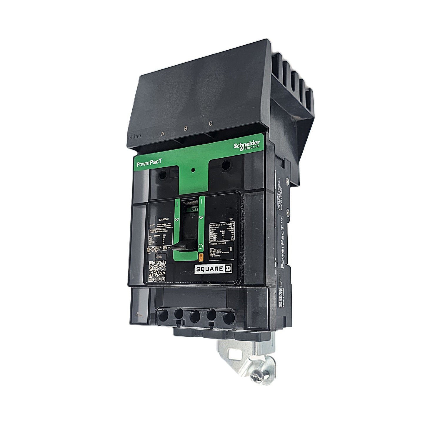 Square D PowerPacT BDA36100 Circuit Breaker 3-Pole, 100 Amp, 600V AC, PowerPacT I-Line Frame