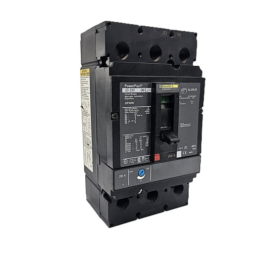 Square D JDP36200 Circuit Breaker 3-Pole, 200 Amp, 600V AC, PowerPact JD Frame