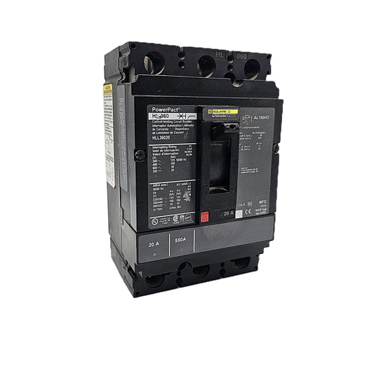 Square D HLL36020 Circuit Breaker 3-Pole, 20 Amp, 600V AC, PowerPact HL Frame