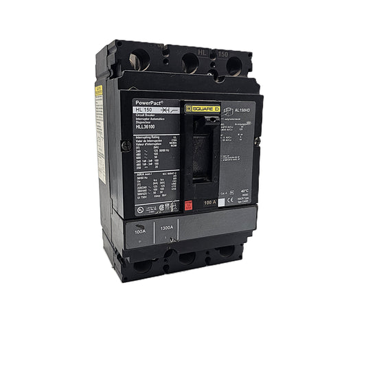 Square D HLL36100 Circuit Breaker 3-Pole, 100 Amp, 600V AC, PowerPact HL Frame
