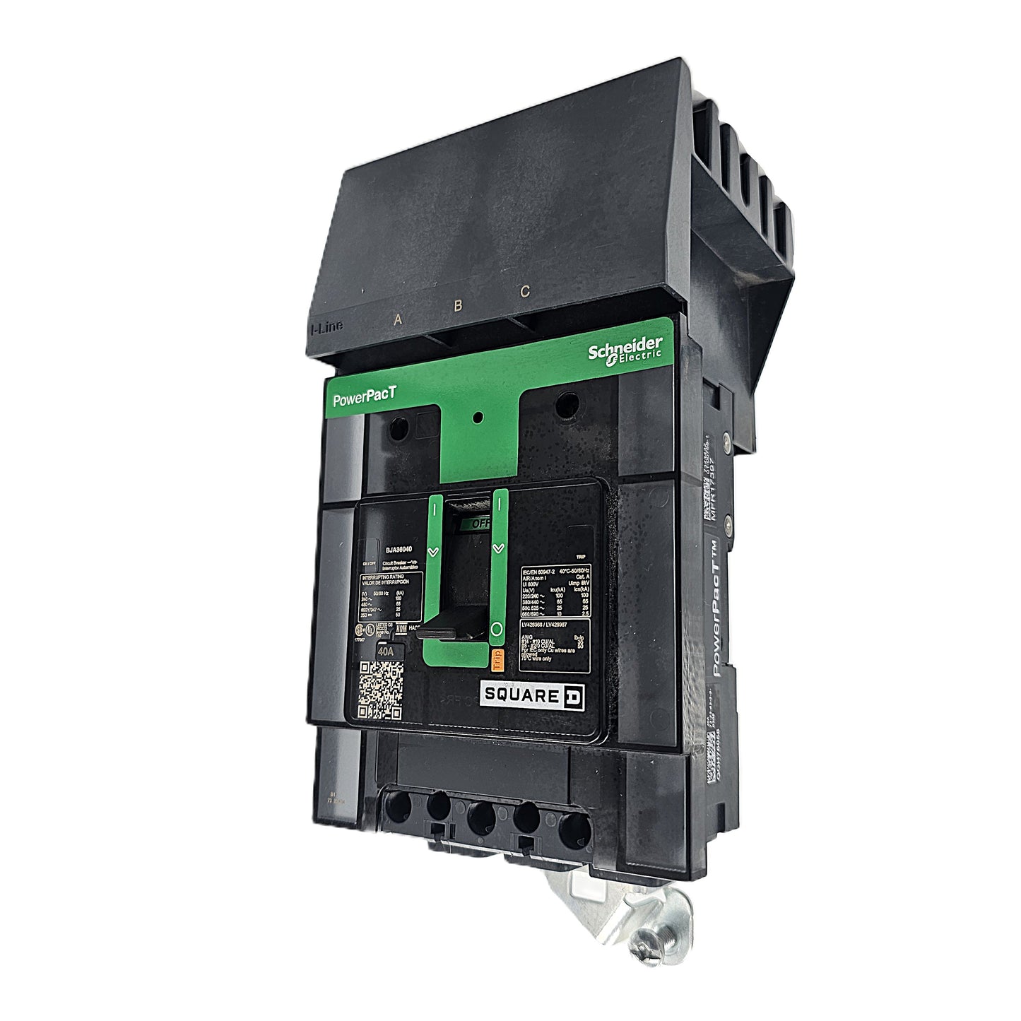 Square D PowerPacT BJA36150 Circuit Breaker 3-Pole, 150 Amp, 600V AC, PowerPacT I-Line Frame