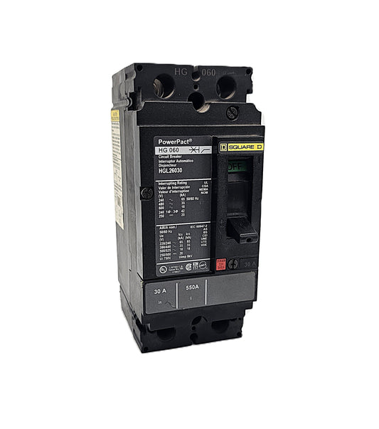 Square D HGL26030 Circuit Breaker 2-Pole, 30 Amp, 600V AC, PowerPacT HG-Frame