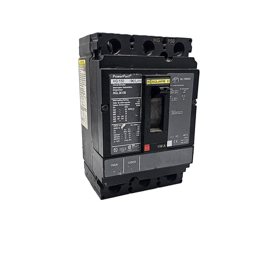 Square D HGL36150 Circuit Breaker 3-Pole, 150 Amp, 600V AC, PowerPact HG-Frame