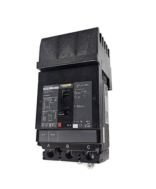 Square D HGA36050 Circuit Breaker 3-Pole, 50 Amp, 600V AC, PowerPacT HG-Frame