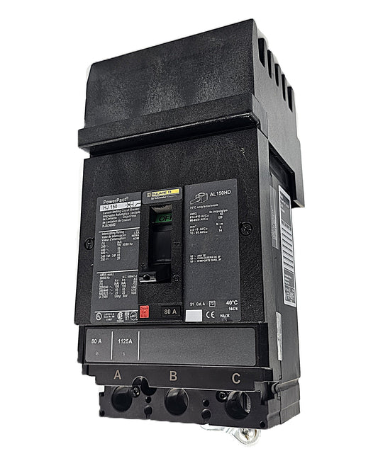 Square D HJA36080 Circuit Breaker 3-Pole, 80 Amp, 600V AC, PowerPact HJ-Frame