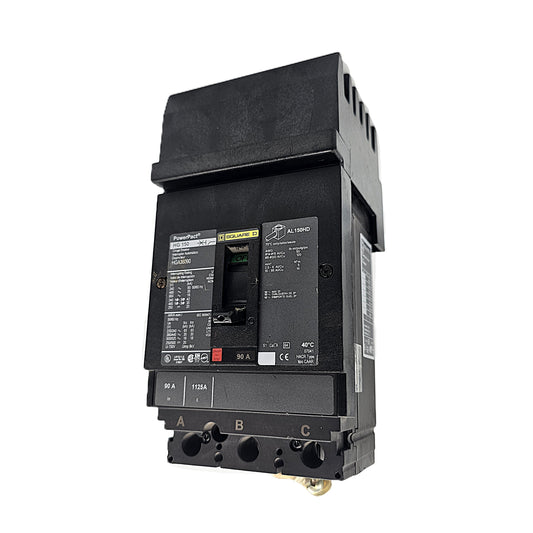 Square D HGA36090 Circuit Breaker 3-Pole, 90 Amp, 600V AC, PowerPacT HG-Frame