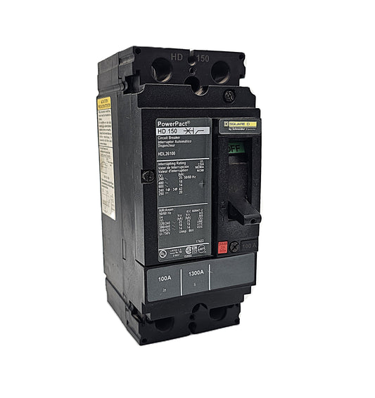 Square D HDL26100 Circuit Breaker 2-Pole, 100 Amp, 600V AC, PowerPact HD-Frame