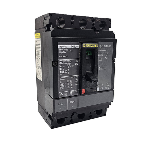 Square D HDL36015 Circuit Breaker  (3-Pole, 15 Amp, 600V AC, PowerPacT HD-Frame
