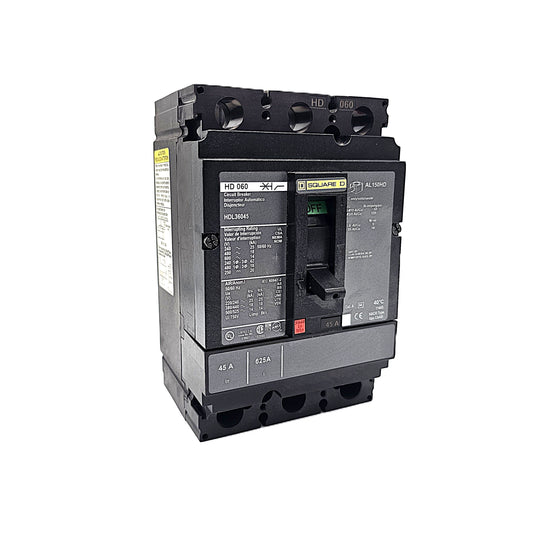 Square D HDL36045 Circuit Breaker  3-Pole, 45 Amp, 600V AC, PowerPact HD-Frame