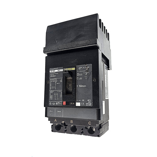 Square D HDA36025 Circuit Breaker 3-Pole, 25 Amp, 600V AC, PowerPacT HD-Frame