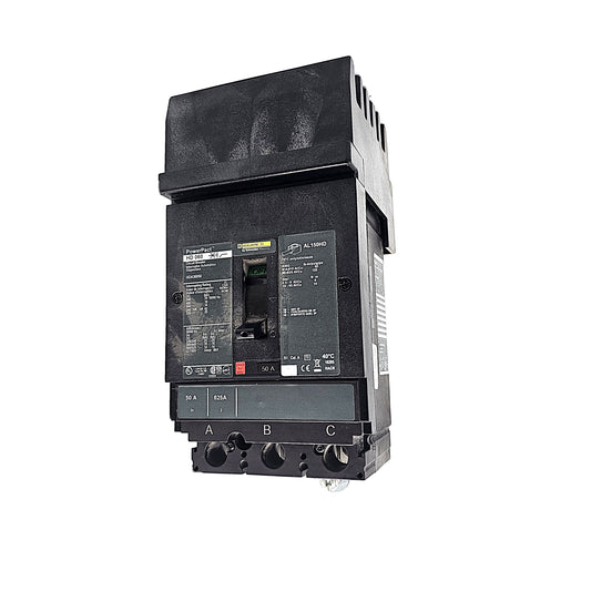 Schneider Electric PowerPact HDA36050 Circuit Breaker 3-Pole, 50 Amp, 600V AC, Thermal Magnetic, HD Frame