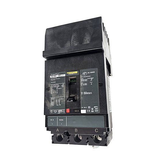 Schneider Electric PowerPact HDA36050 Circuit Breaker 3-Pole, 50 Amp, 600V AC, Thermal Magnetic, HD Frame