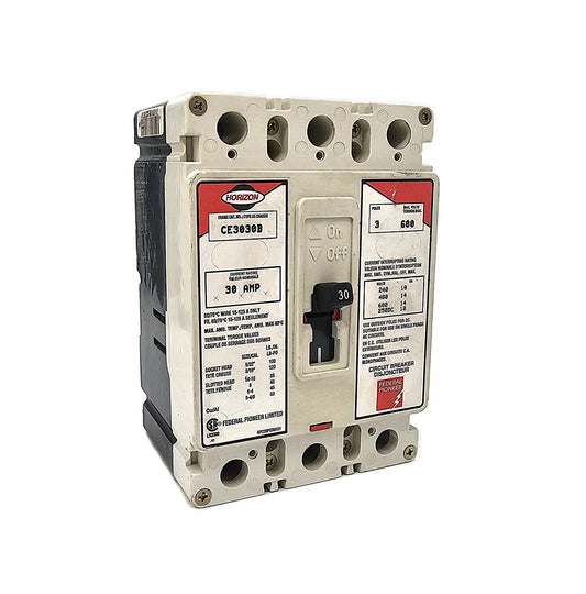 Horizon / Square D CE3030B Circuit Breaker  3-Pole, 30 Amp, 600V AC, Thermal Magnetic, CE Frame