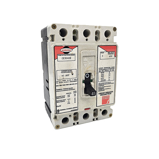 Horizon / Square D CE3030B Circuit Breaker 3-Pole, 40 Amp, 600V AC, Thermal Magnetic, CE Frame