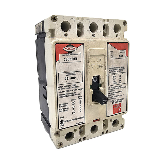 Horizon / Square D CE3040B Circuit Breaker  3-Pole, 70 Amp, 600V AC, Thermal Magnetic, CE Frame