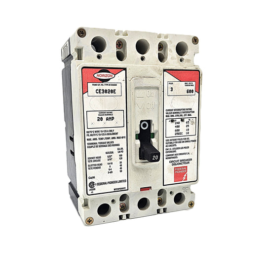 Horizon / Square D CE3020E Circuit Breaker 3-Pole, 20 Amp, 600V AC, Thermal Magnetic, CE Frame