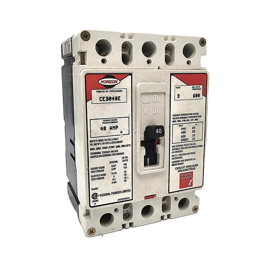 Horizon / Square D CE3040E Circuit Breaker 3-Pole, 40 Amp, 600V AC, Thermal Magnetic, CE Frame