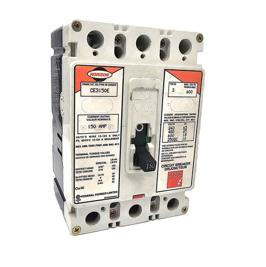 Horizon / Square D Type CE Circuit Breaker 3-Pole, 150 Amp, 600V AC, Thermal Magnetic, CE Frame