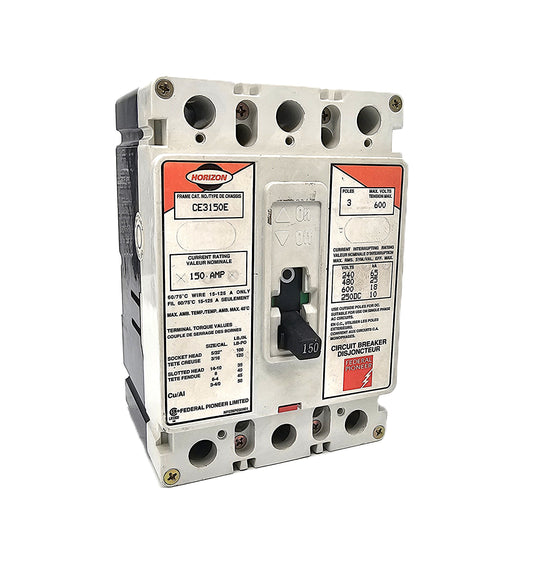 Horizon / Square D Type CE Circuit Breaker 3-Pole, 150 Amp, 600V AC, Thermal Magnetic, CE Frame