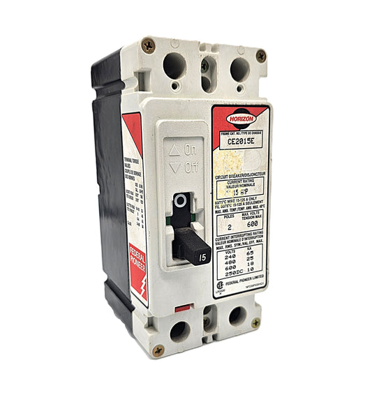 Horizon / Square D Type CE Circuit Breaker 2-Pole, 15 Amp, 600V AC, Thermal Magnetic, CE Frame