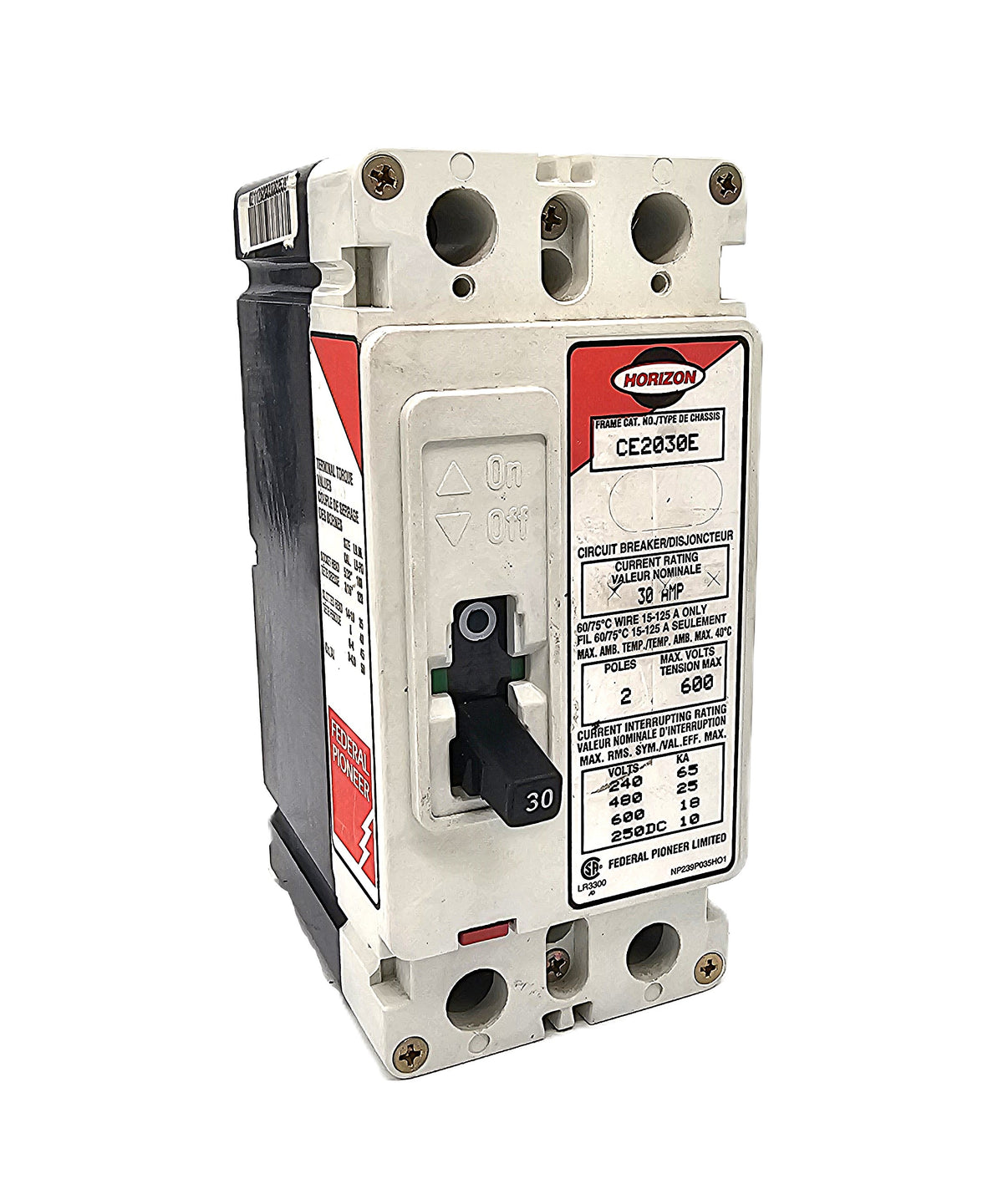 Horizon / Square D CE2030E Circuit Breaker 2-Pole, 30 Amp, 600V AC, Thermal Magnetic, CE Frame