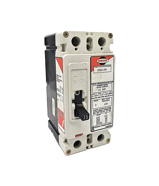 Horizon / Square D CE2015N Circuit Breaker 2-Pole, 15 Amp, 600V AC, Thermal Magnetic, CE Frame