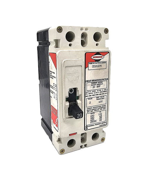 Horizon / Square D CE2020N Circuit Breaker 2-Pole, 20 Amp, 600V AC, Thermal Magnetic, CE Frame
