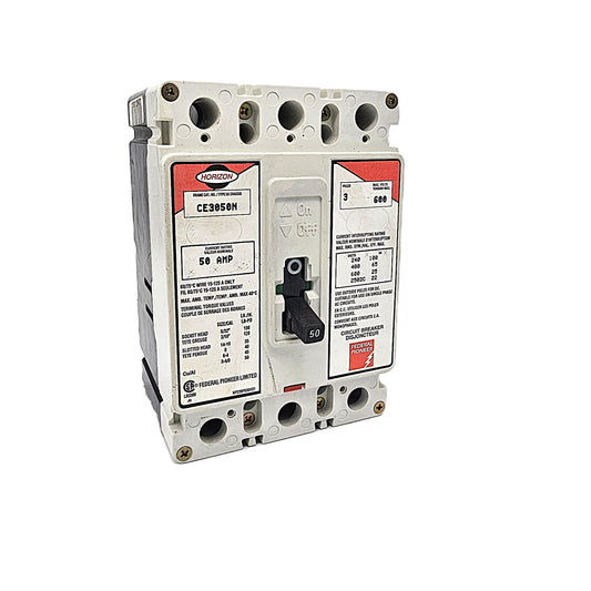 Horizon / Federal Pioneer CE3050N Circuit Breaker 3-Pole, 50 Amp, 600V AC, Thermal Magnetic, CE Frame
