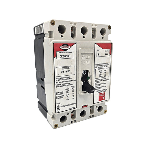 Horizon / Federal Pioneer CE3030H Circuit Breaker 3-Pole, 30 Amp, 600V AC, Thermal Magnetic, CE Frame