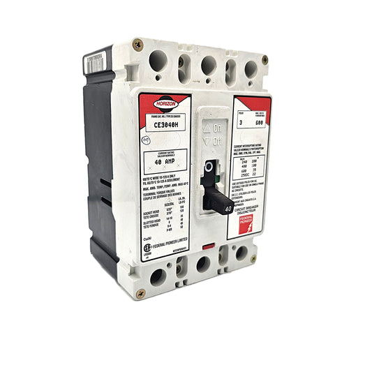 Horizon / Federal Pioneer CE3040H Circuit Breaker 3-Pole, 40 Amp, 600V AC, Thermal Magnetic, CE Frame