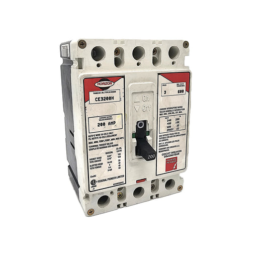 Horizon / Federal Pioneer CE3200H Circuit Breaker 3-Pole, 200 Amp, 600V AC, Bolt-On, CE Frame