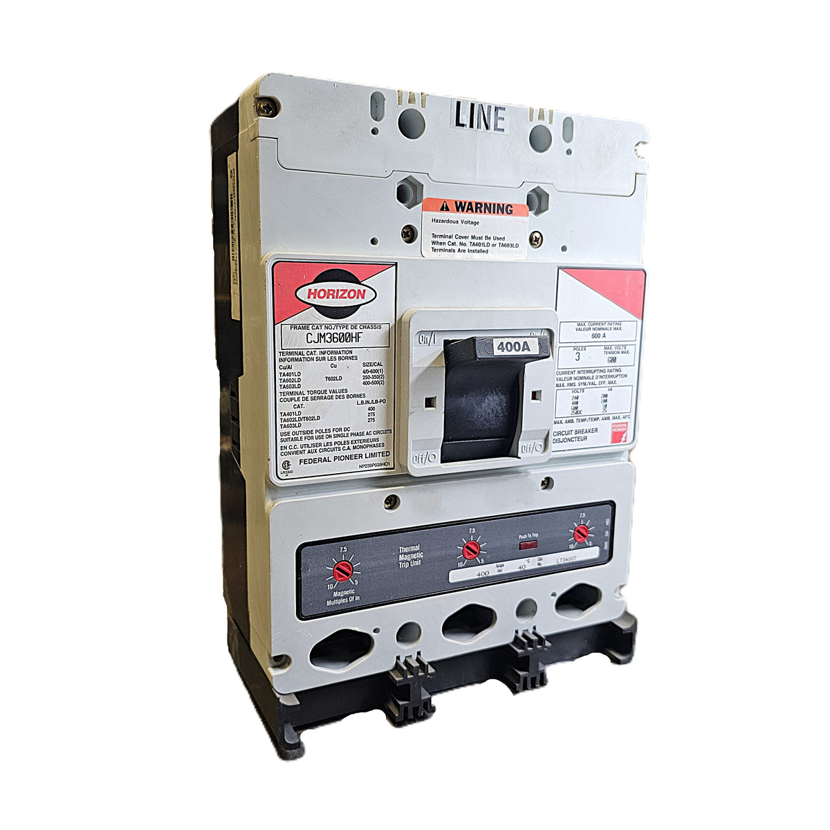 Horizon / Federal Pioneer CJM3600HF Circuit Breaker 3-Pole, 400 Amp, 600V AC Max, CJM Frame, High Interrupting Capacity