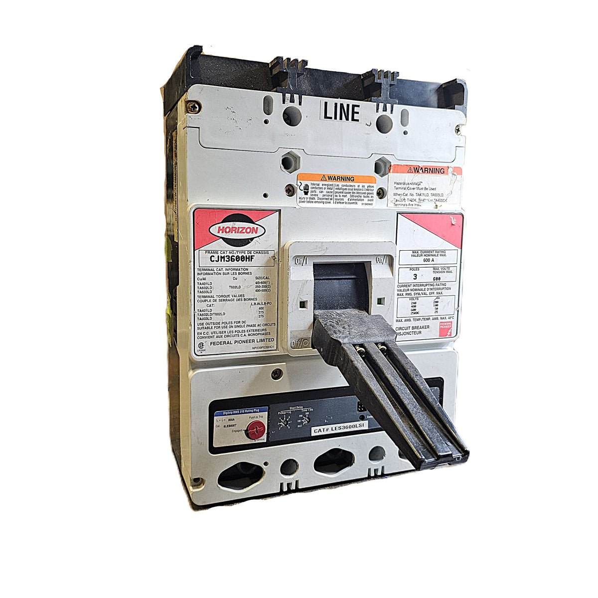 Horizon / Federal Pioneer CJM3600HF Circuit Breaker 3-Pole, 600 Amp, 600V AC Max, CJM Frame, High Interrupting