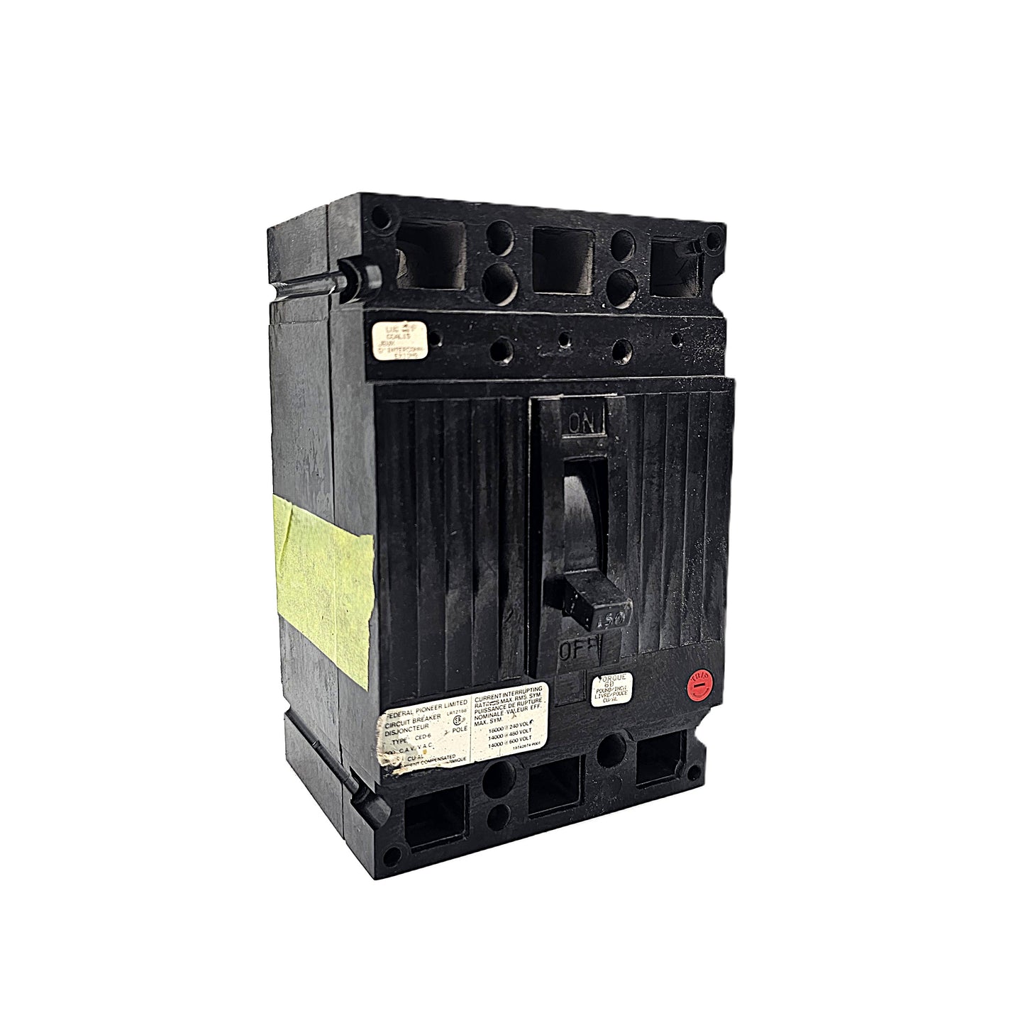 Federal Pioneer CED136045 Circuit Breaker 3-Pole, 45 Amp, 600V AC, Thermal Magnetic, Bolt-On