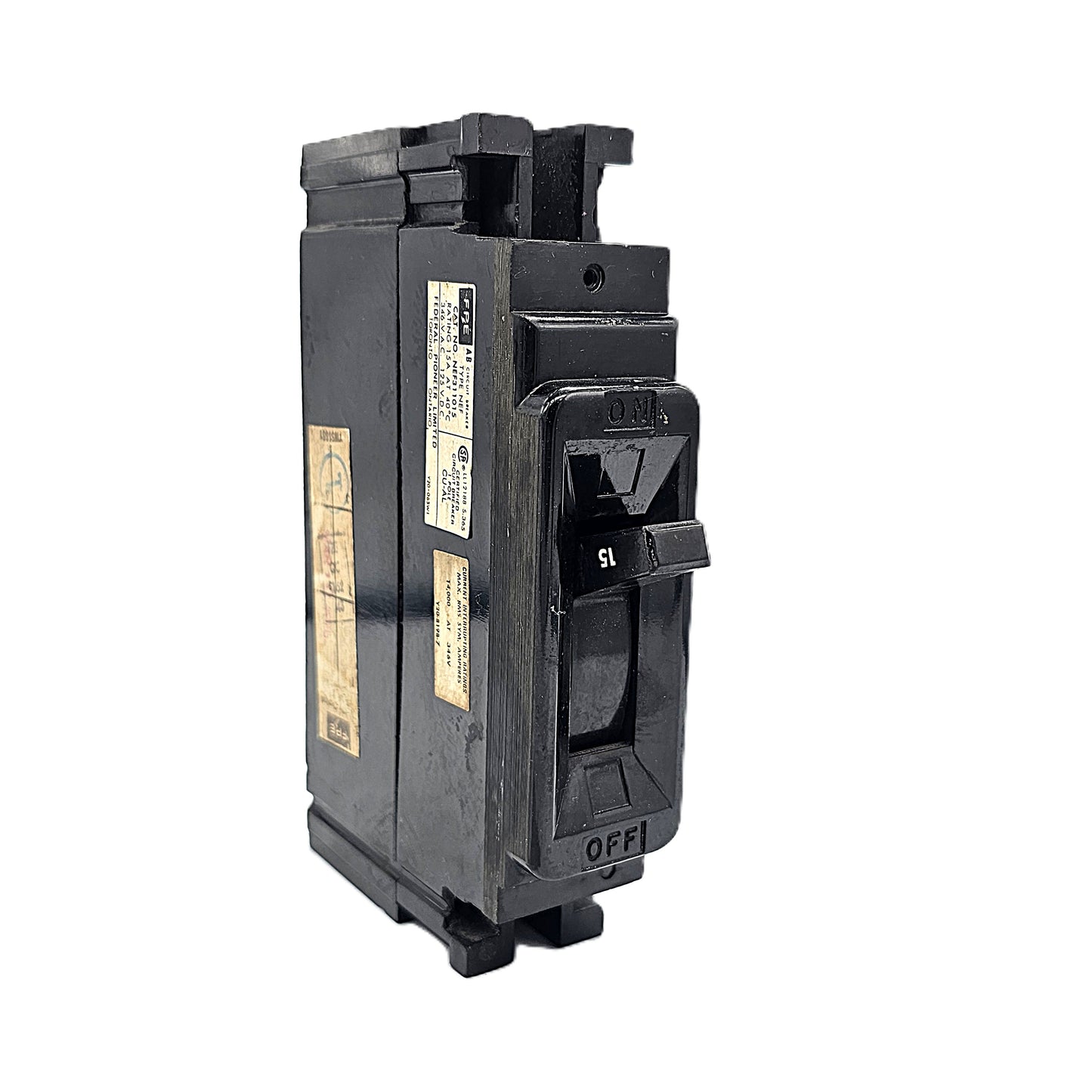 Federal Pioneer NEF311015 Circuit Breaker 1-Pole, 15 Amp, 240V AC, Thermal Magnetic