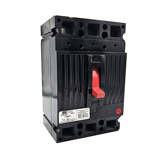 Federal Pioneer FPE CHED136020 Circuit Breaker 3-Pole, 20 Amp, 600V AC, Bolt-On, CHED6 Frame, Red Handle