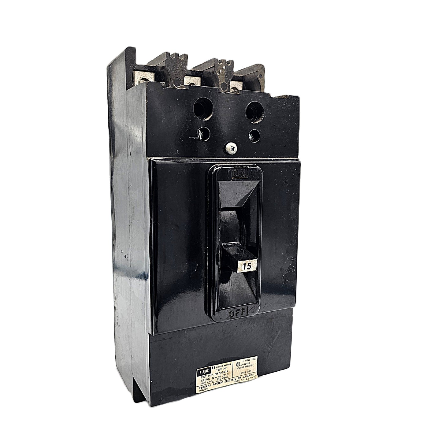 Federal Pioneer FPE NF631015 Circuit Breaker 3-Pole, 15 Amp, 600V AC, Bolt-On, NF Frame