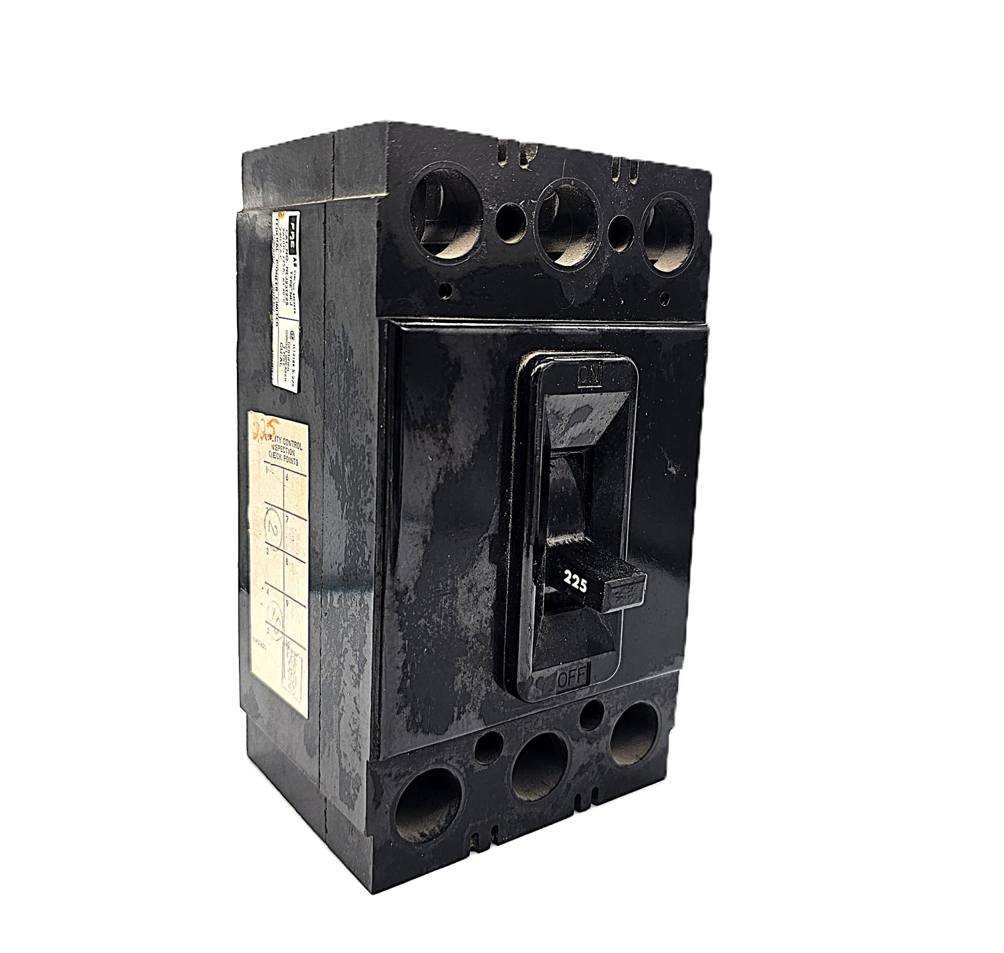 USED Federal Pioneer (FPE) NEJ233225 225 Amp Circuit Breaker 3-Pole, 225 Amp, 600V AC, Bolt-On, Thermal Magnetic, Industrial Frame