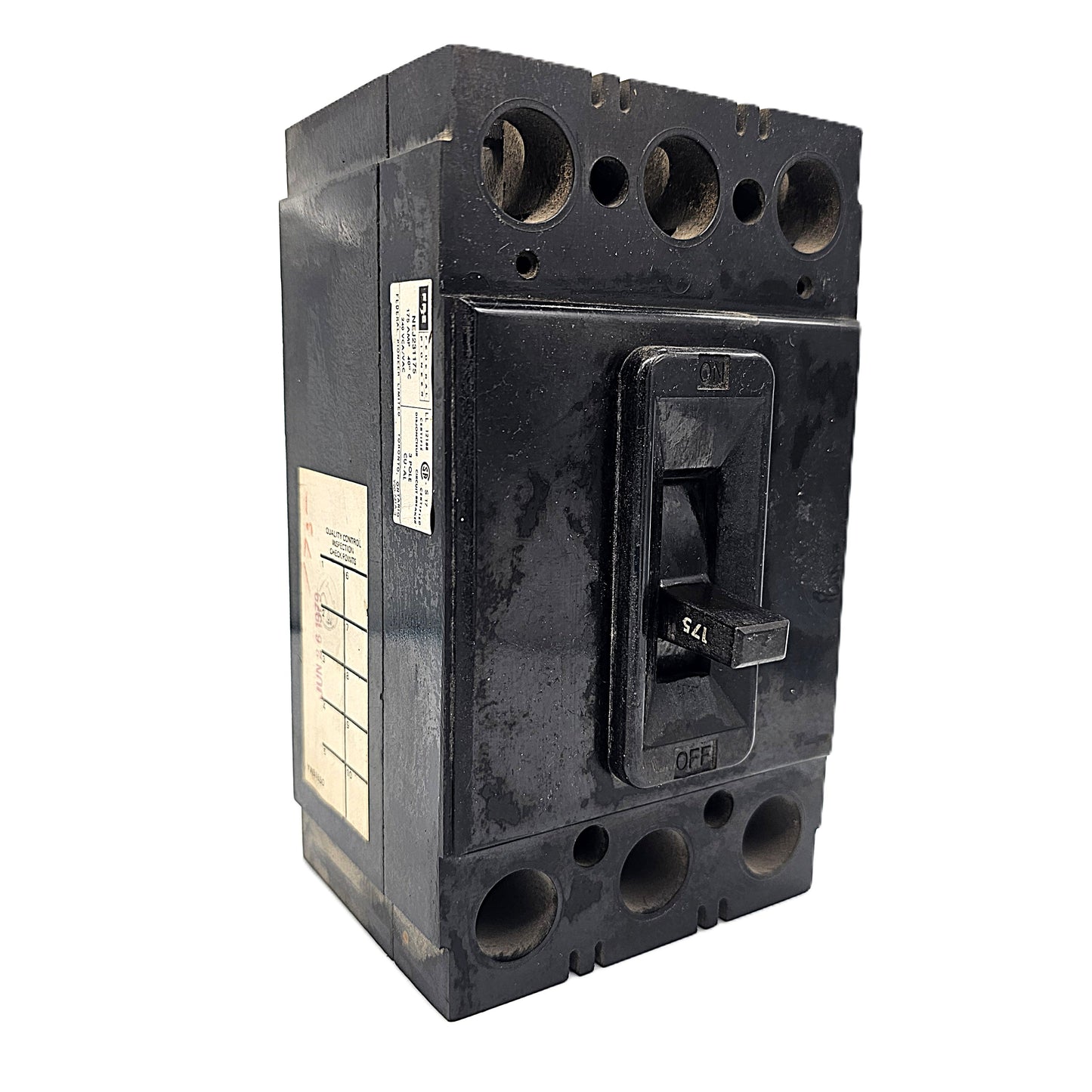 USED Federal Pioneer (FPE) NEJ233175 175 Amp Circuit Breaker 3-Pole, 175 Amp, 600V AC, Bolt-On, Thermal Magnetic, Industrial Frame